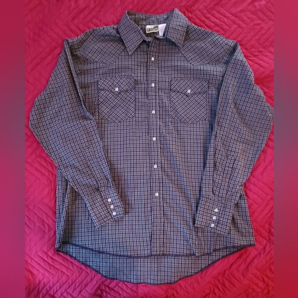 Mens Express Rider vintage snap front long sleeve shirt size Large